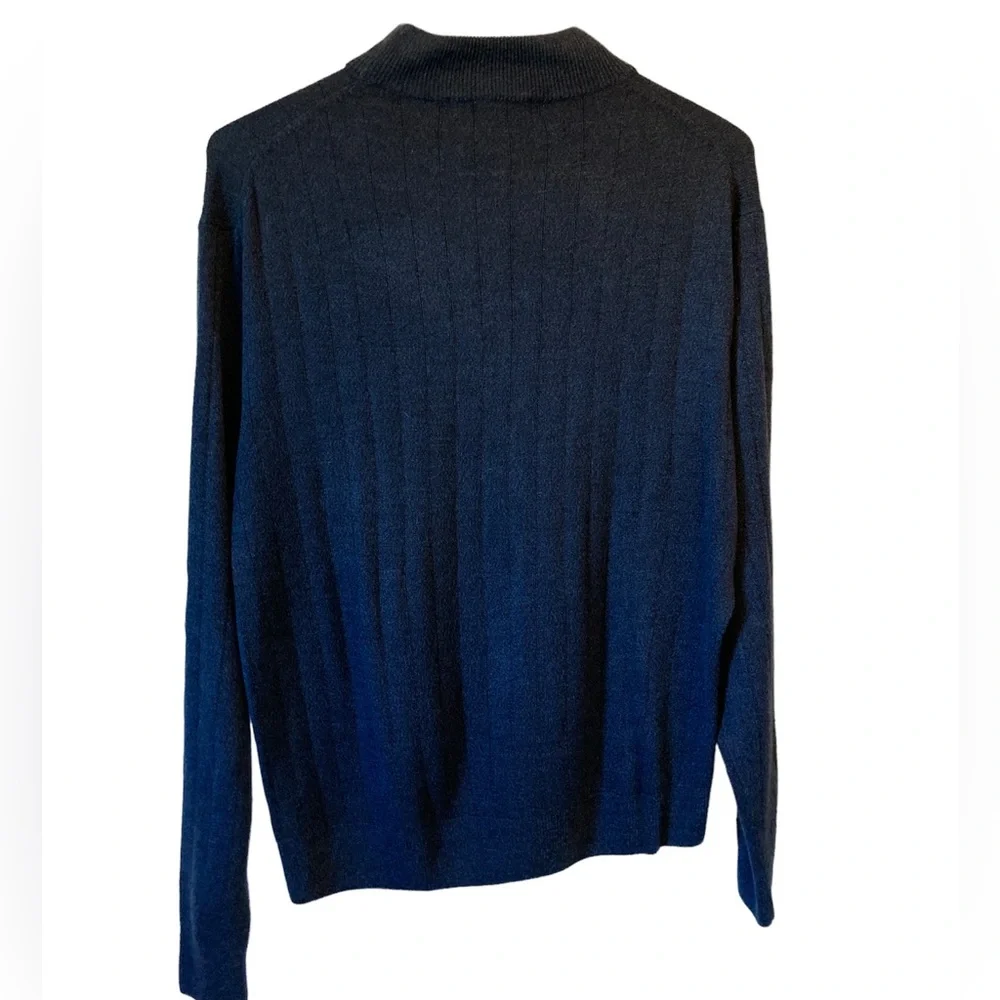 Geoffrey Beene Sweater Ribbed Pullover Crewneck Grandpa Sweater Classic Navy Med